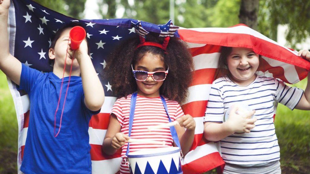Children celebrating the 4th of July or Independence Day.