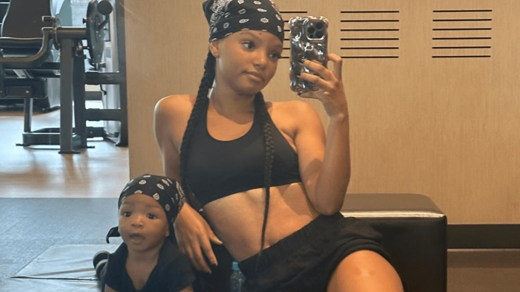 Halle Bailey with son Halo