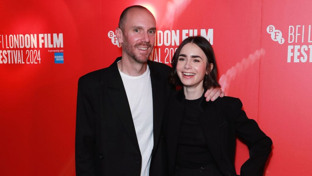 Charlie McDowell and Lily Collins attend a special presentation of "The Summer Book" at The Curzon Mayfair on October 12, 2024 in London, England.