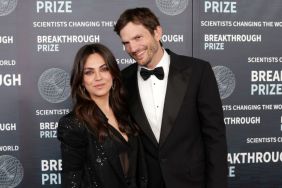 Mila Kunis and Ashton Kutcher arrive at the Ninth Breakthrough Prize Ceremony at Academy Museum of Motion Pictures on April 15, 2023 in Los Angeles, California.