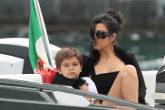 Kourtney Kardashian and her son Reign Disick are seen on May 23, 2022 in Portofino, Italy.