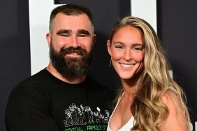 Jason Kelce and Kylie Kelce attend Thursday Night Football Presents The World Premiere of "Kelce" on September 08, 2023 in Philadelphia, Pennsylvania.