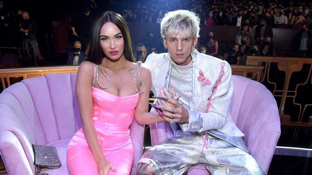 Megan Fox, who is now pregnant, and Machine Gun Kelly attend the 2021 iHeartRadio Music Awards at The Dolby Theatre in Los Angeles, California, which was broadcast live on FOX on May 27, 2021.