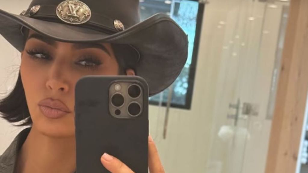 Kim Kardashian in a western-inspired fit.