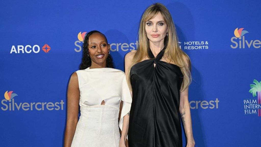 Zahara Marley Jolie and Angelina Jolie at the Palm Springs International Film Festival Film Awards 2025 at Palm Springs Convention Center on January 03, 2025 in Palm Springs, California.