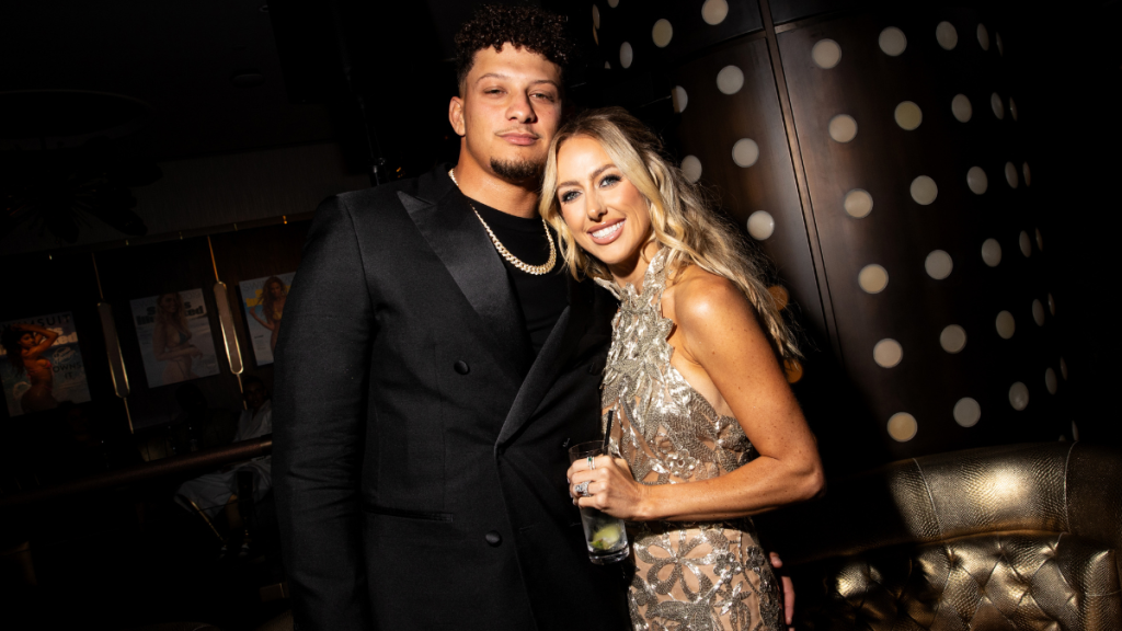 Patrick Mahomes and Brittany Mahomes at the Sports Illustrated Swim Issue Launch Party held at the Hard Rock Hotel on May 16, 2024 in New York, New York.