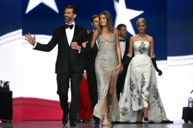 Sons of US President Donald Trump Eric Trump (2nd R) and son Donald Trump Jr. (L), his daughter Ivanka Trump (R) and granddaughter Kai Madison Trump attend the Liberty inaugural ball in Washington, DC, on January 20, 2025.