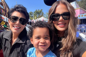 Khloe Kardashian with her mom Kris Jenner and son Tatum