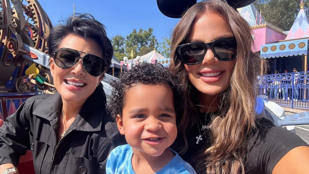 Khloe Kardashian with her mom Kris Jenner and son Tatum