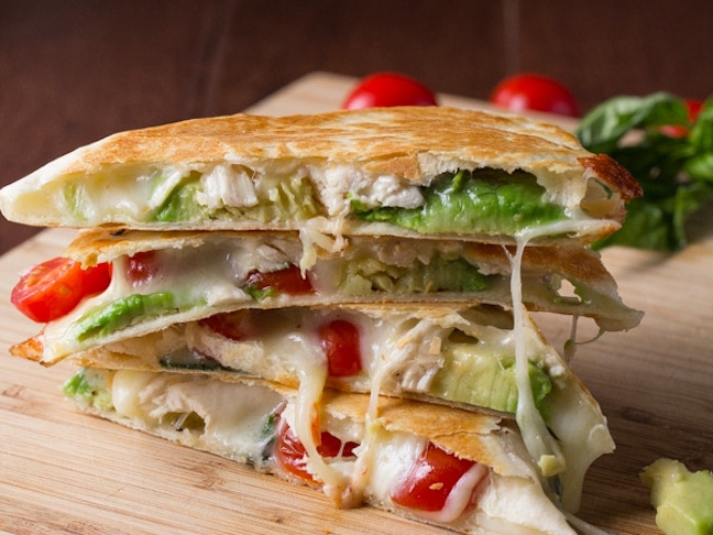 Chicken and Avocado Caprese Quesadillas